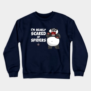 Bearly scared of spider (on dark colors) Crewneck Sweatshirt